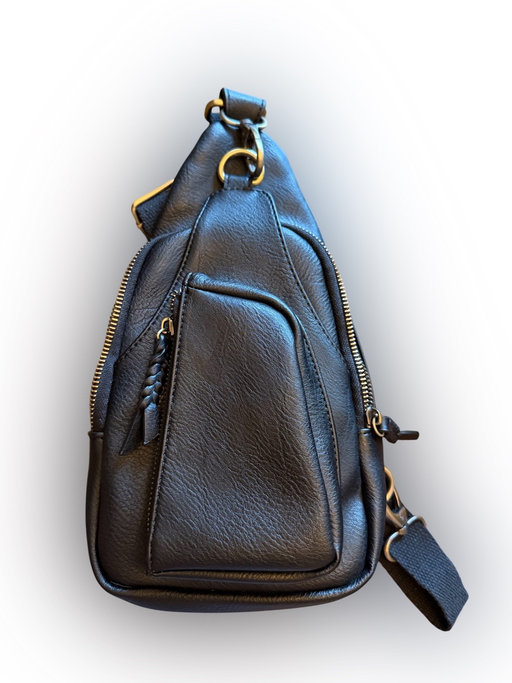Anti Kraft Black Faux? Leather Sling Bag